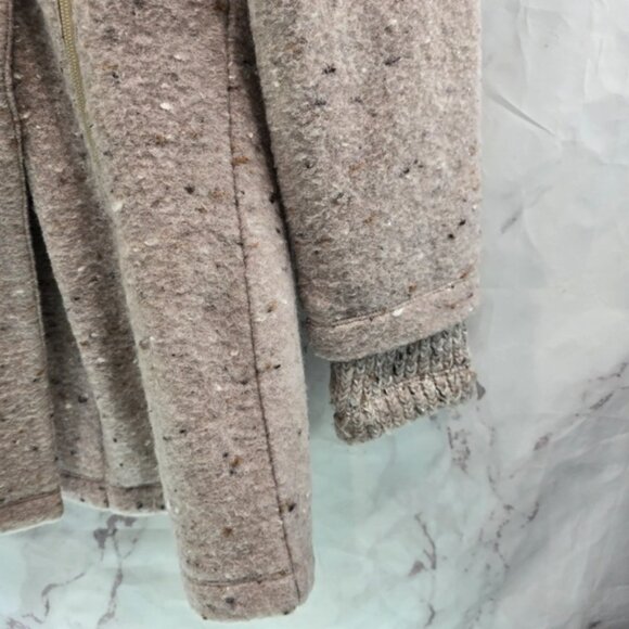 Prana Coat Womens Medium Purple Wool Speckle Fleck Faux Fur Lisina Pea Jacket - Picture 4 of 10